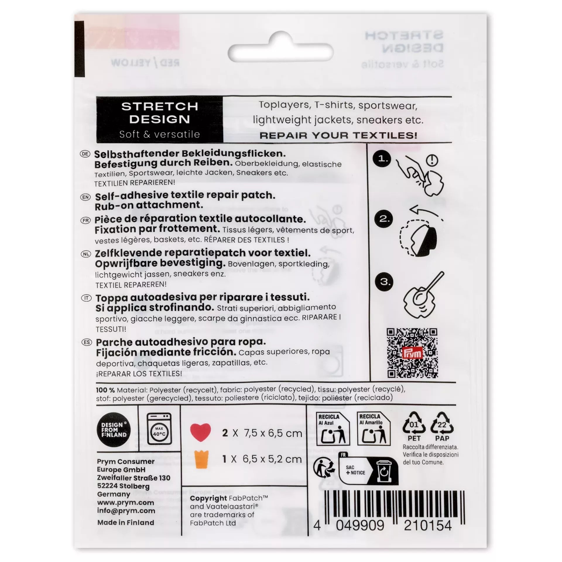 FabPatch Stretch Heart 3-pak