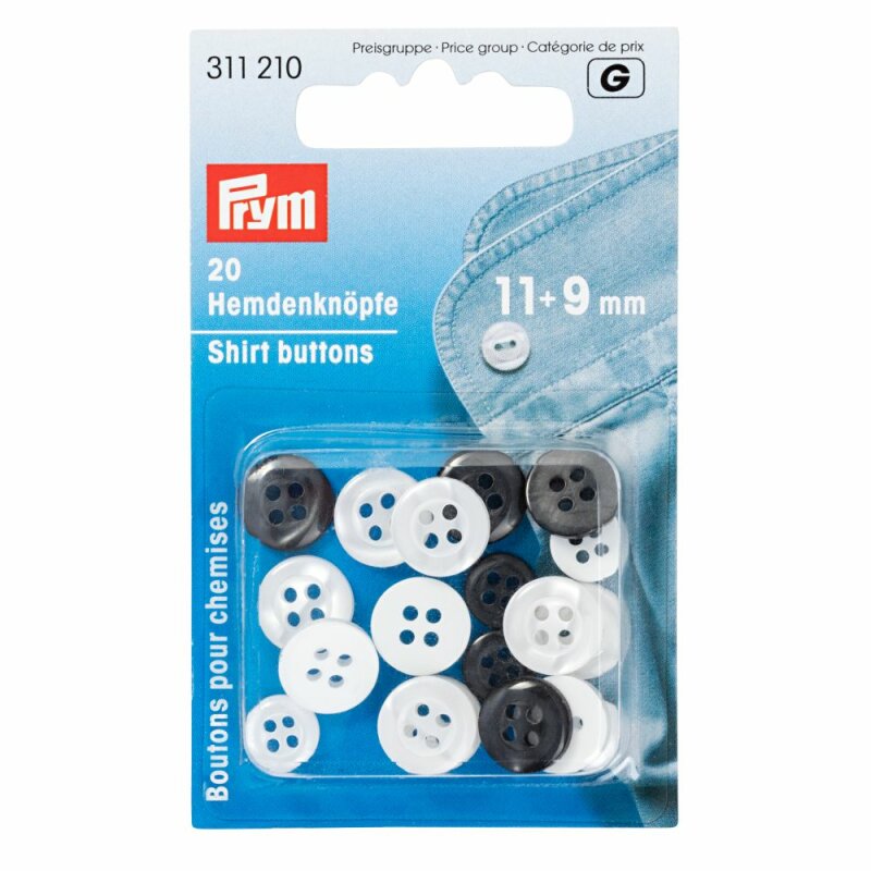 Skjorteknapper 9-11 mm 20-pak Prym