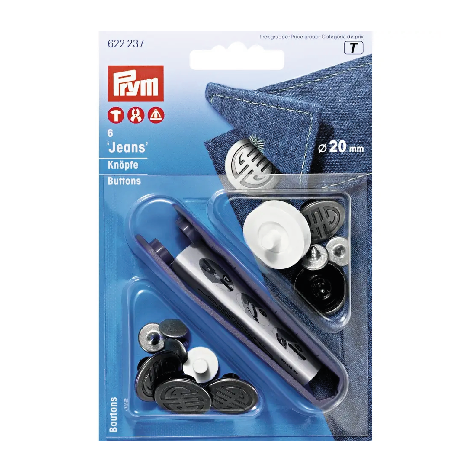 Jeansknapper 20 mm Antik Stål Prym