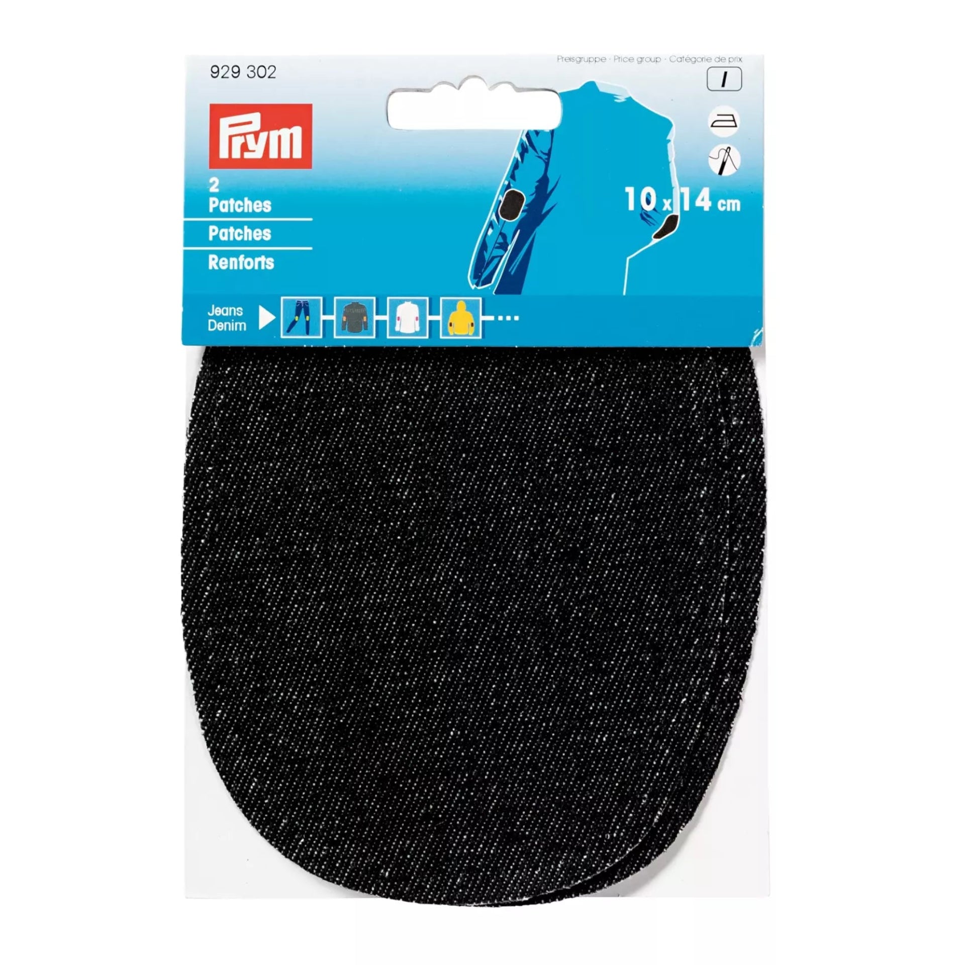 Strygelapper Jeans Sort 2-pak