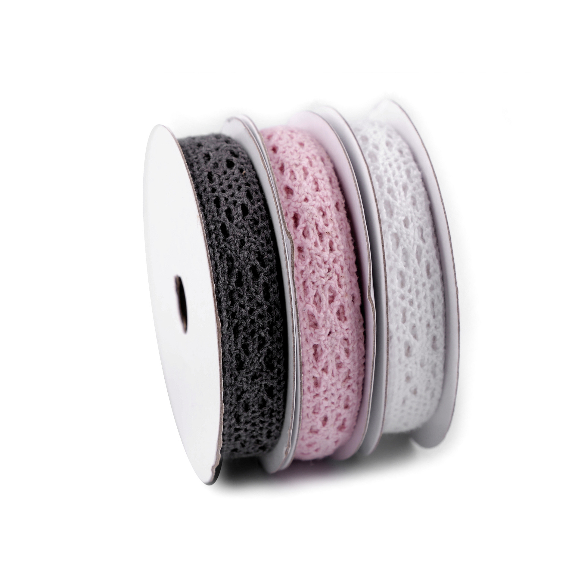 Bomuldsbånd i tre farver 15 meter