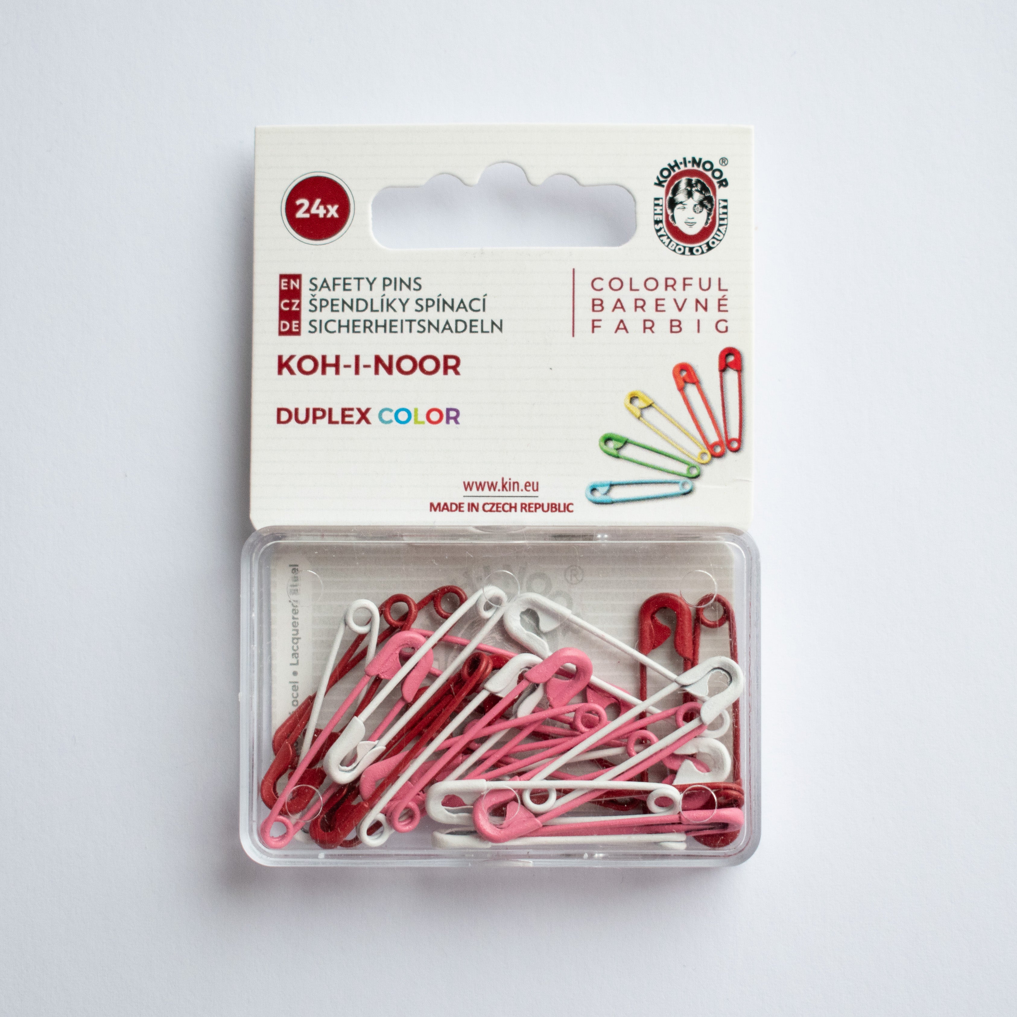 Sikkerhedsnåle lyserøde og røde KOH-I-NOOR
