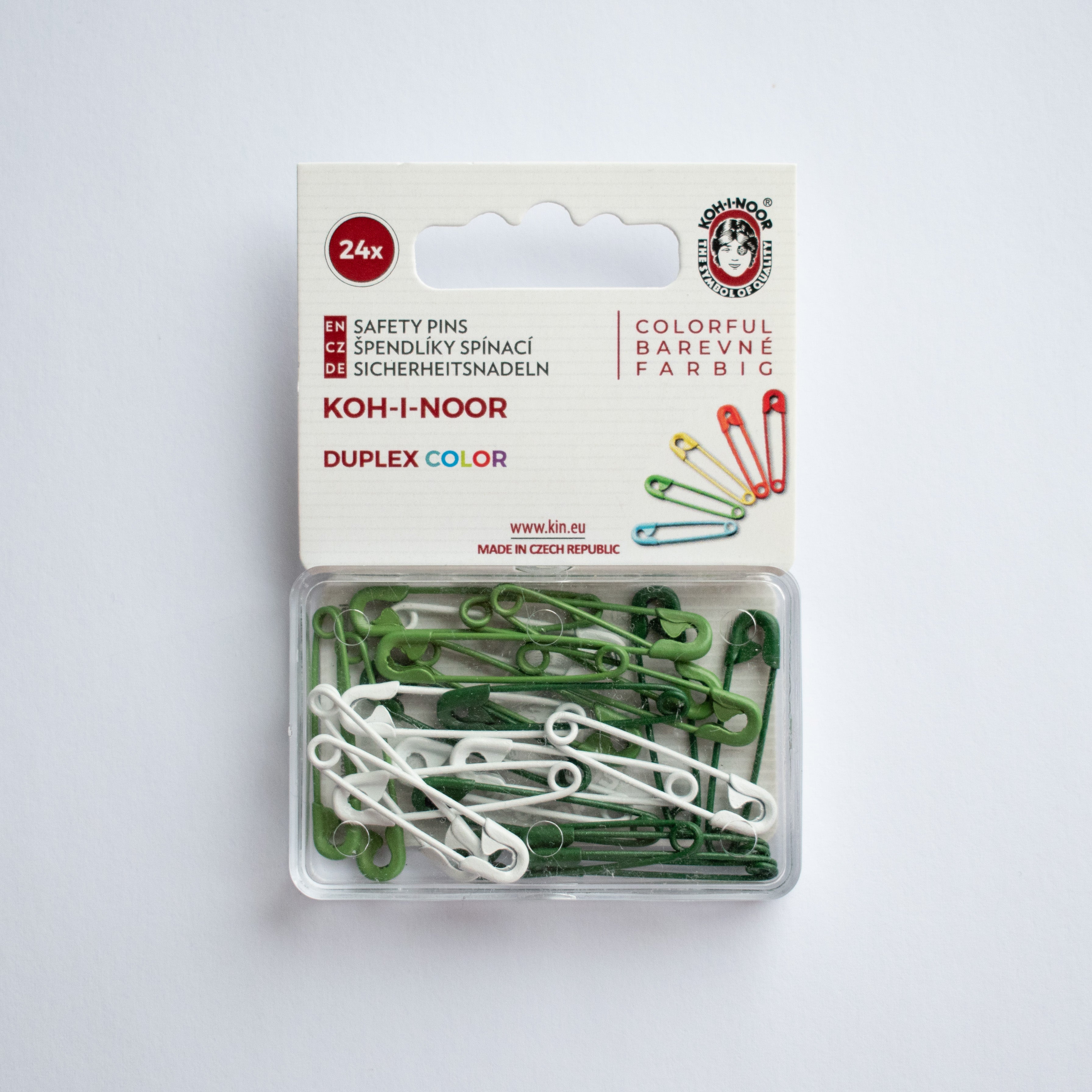 Sikkerhedsnåle grøn &amp; hvid KOH-I-NOOR