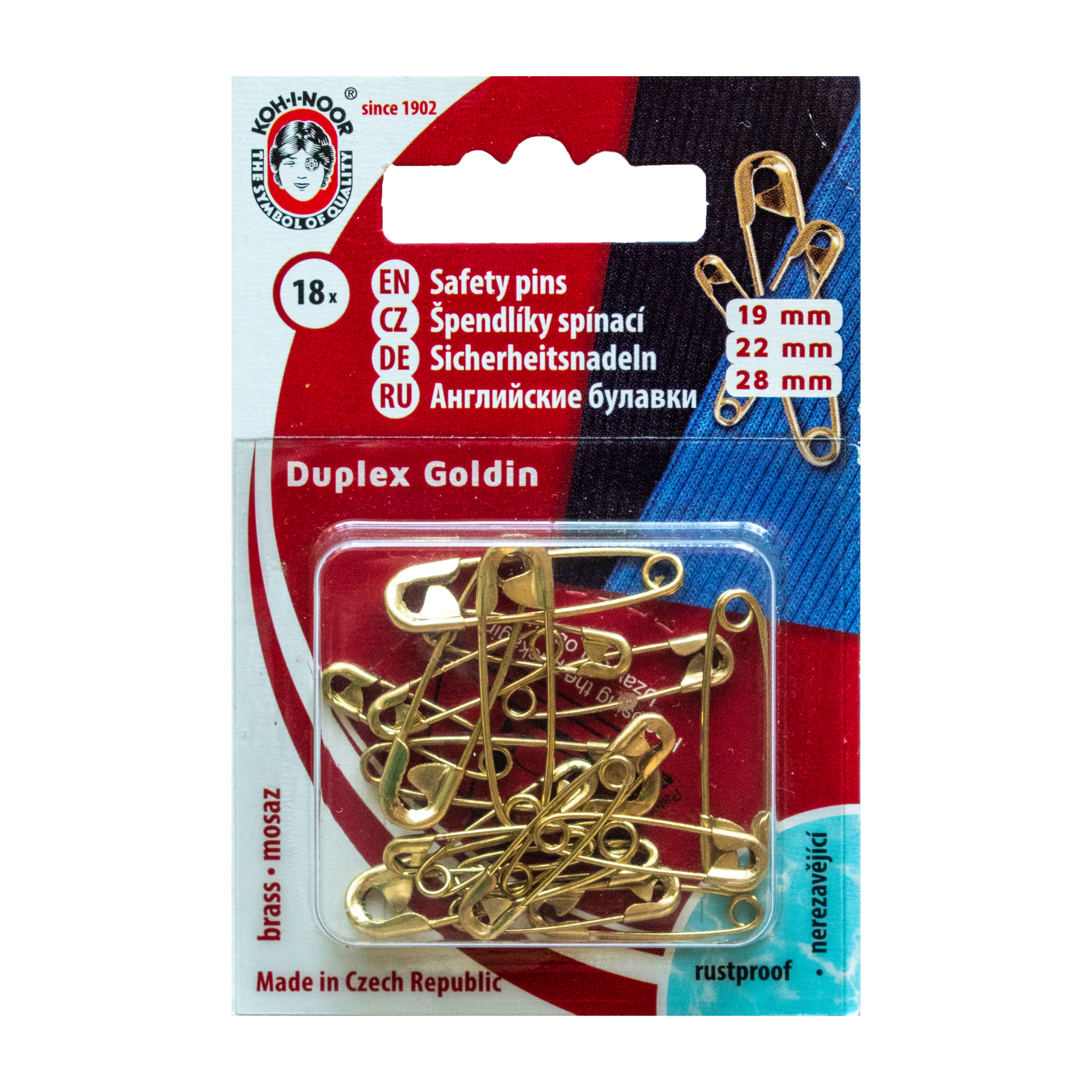 Sikkerhedsnåle 18 stk. guld Koh-I-Noor