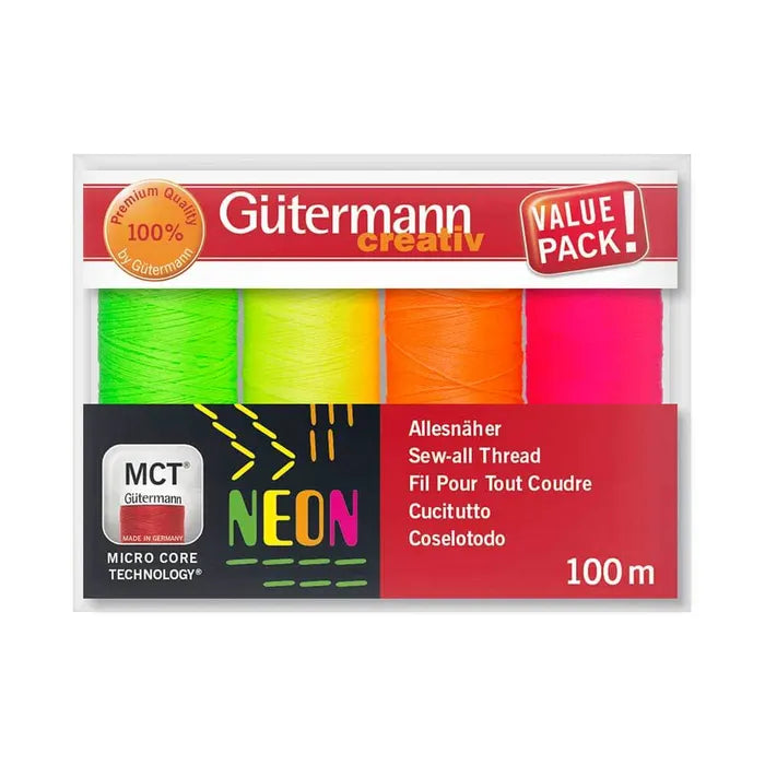 Gütermann Trådsæt Neon 4 ruller