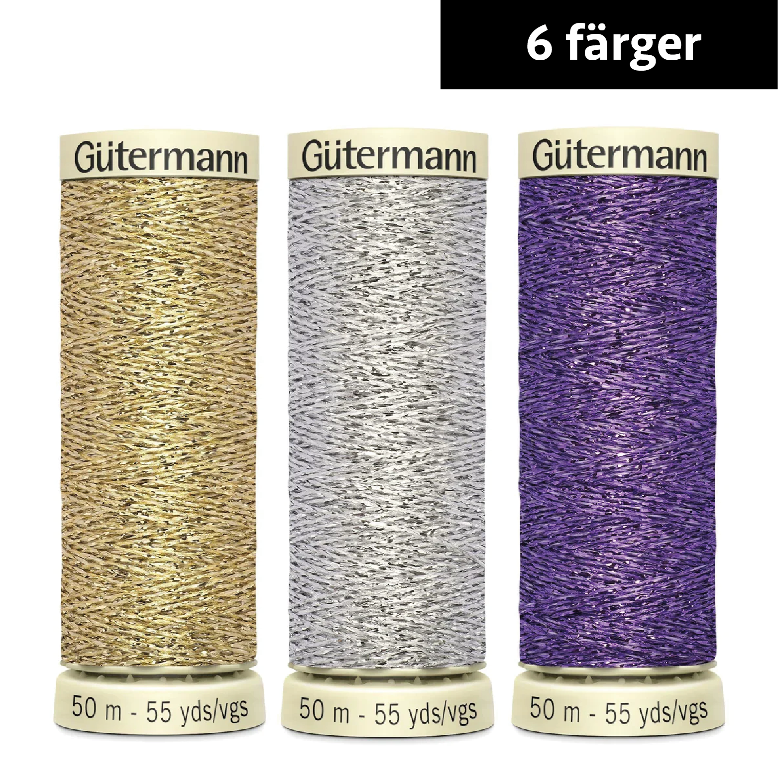 Gütermann sytråd med metallisk effekt, 50 meter