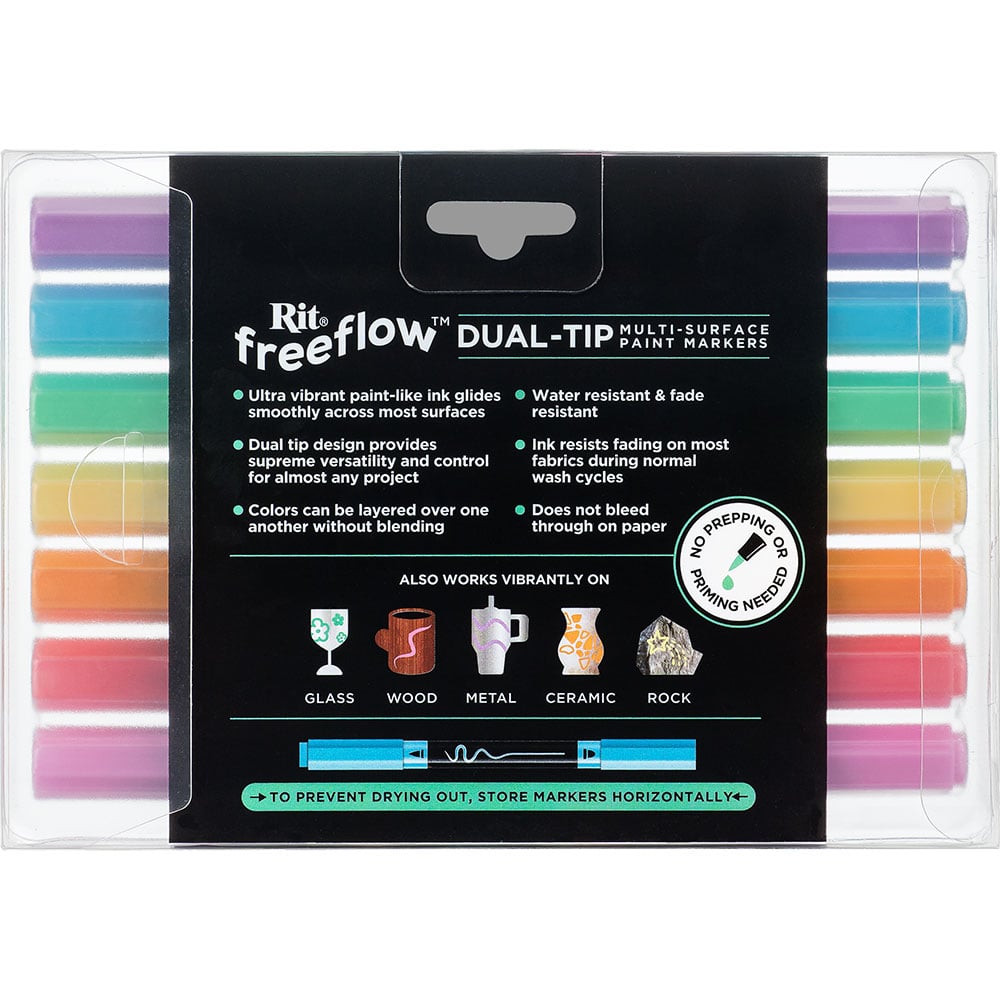 Rit FreeFlow Dual-Tip Markers Jellied Brights 7-pak