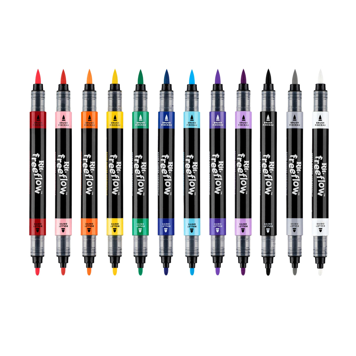 Rit FreeFlow Dual-Tip Markers Mega Mix 12-pak
