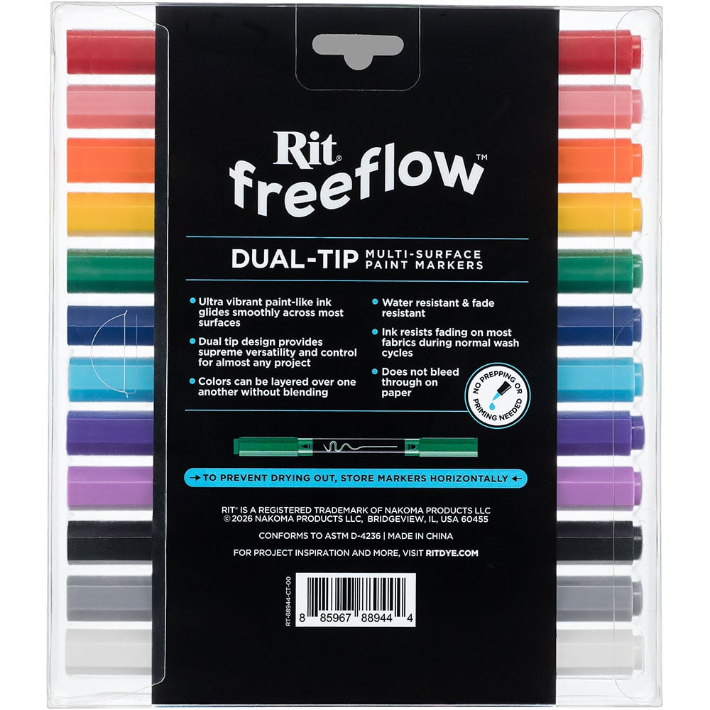 Rit FreeFlow Dual-Tip Markers Mega Mix 12-pak