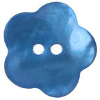 Blomsterformet perlemorknap 22,5 mm - Blå