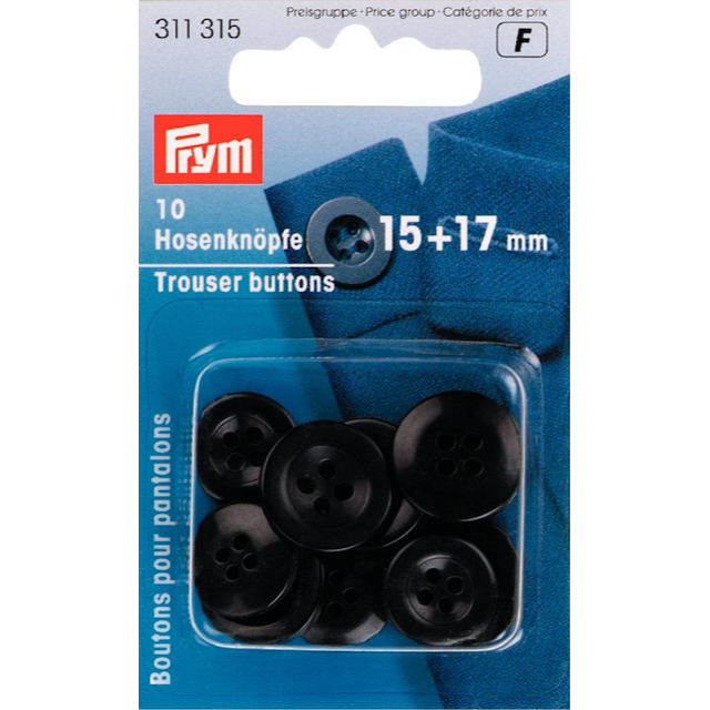 Bukseknapper 15-17 mm Sort 10-pak Prym