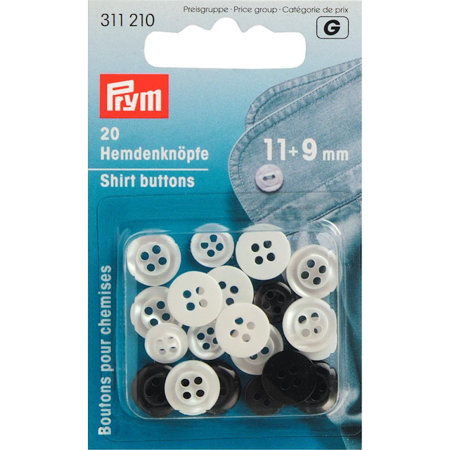 Skjorteknapper 9-11 mm 20-pak Prym