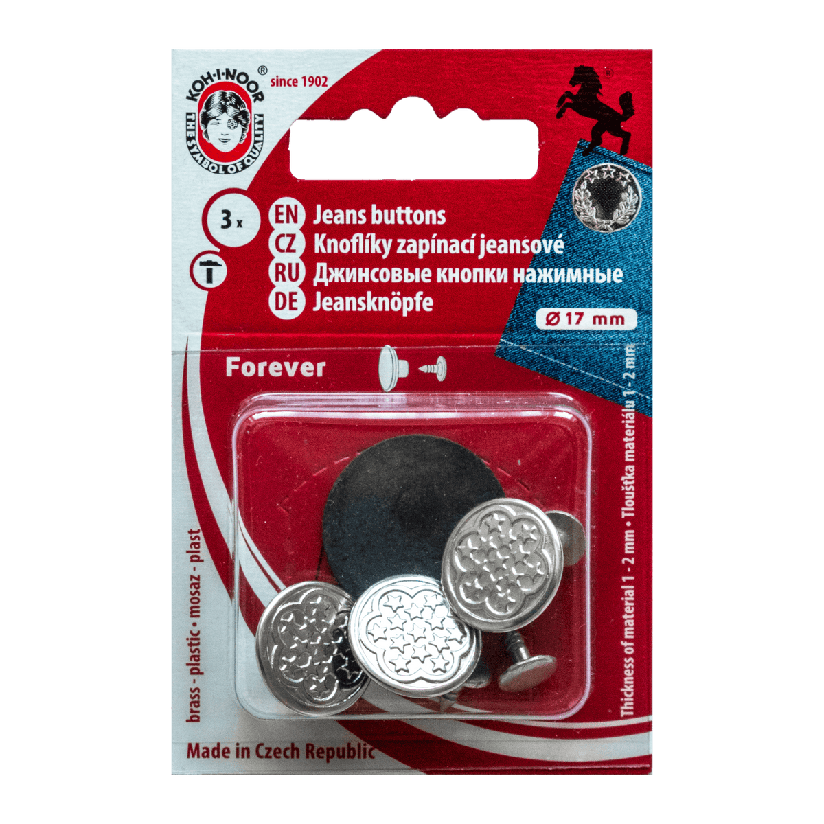 Jeansknappar 17 mm Nickel Koh-I-Noor - Knappnålen