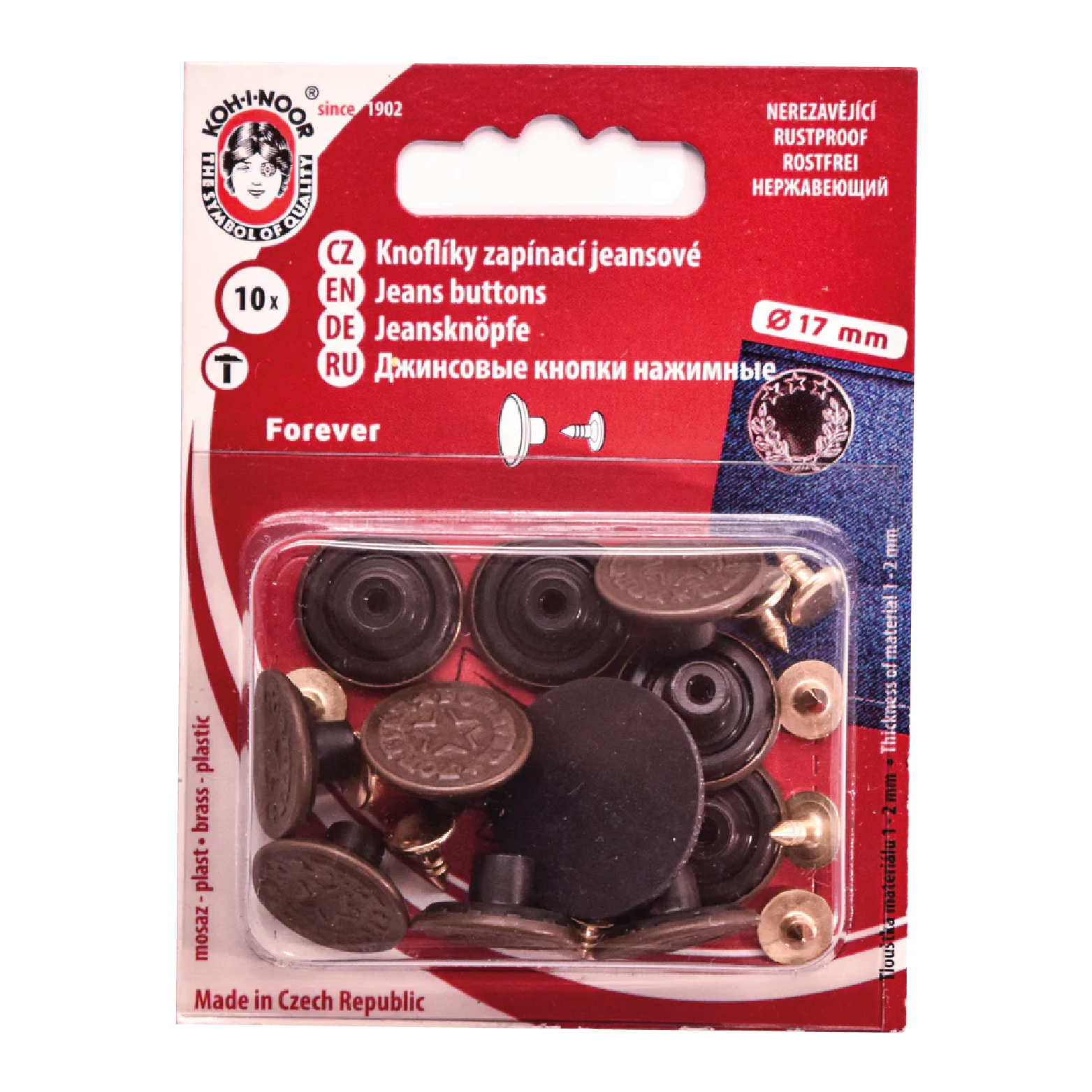 Jeansknapper 17 mm Antik messing Koh-I-Noor