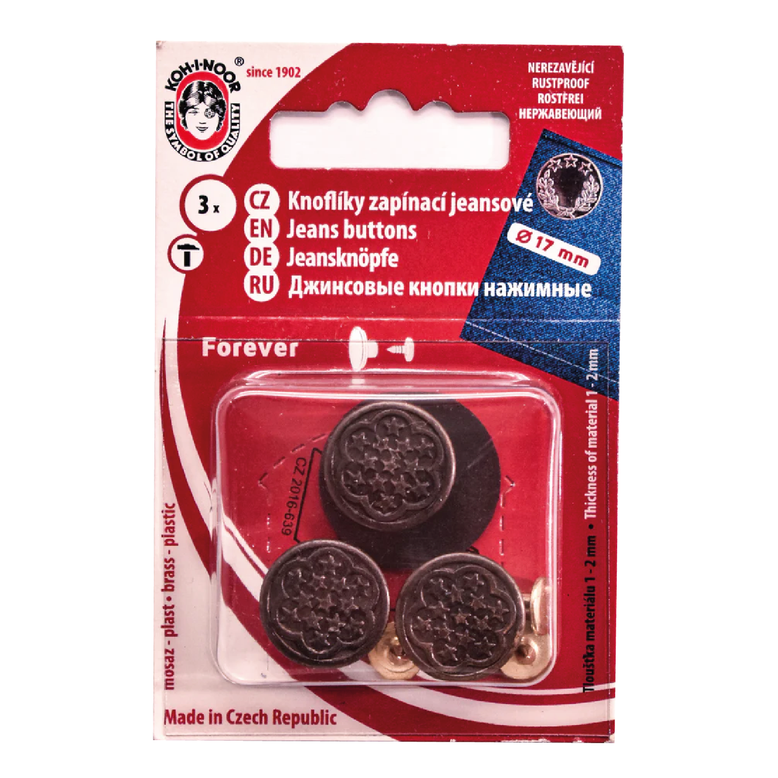 Jeansknapper 17 mm Sort nikkel Koh-I-Noor