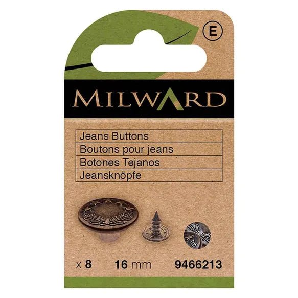 Milward Jeansknappar 16mm Brons - Knappnålen