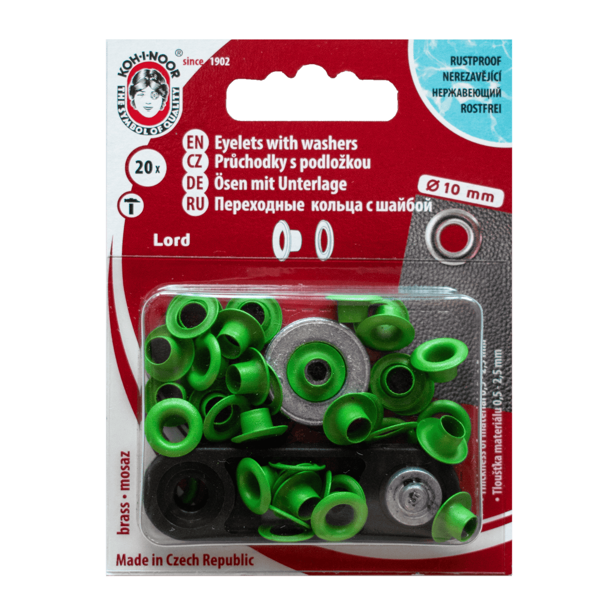 Öljetter 10mm Grön Koh-I-Noor - Knappnålen